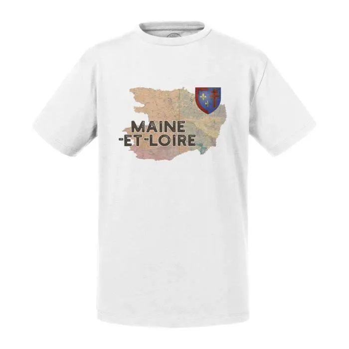T-shirt Enfant Blanc Maine et Loire 49 Departement Angers Carte Ancienne-0