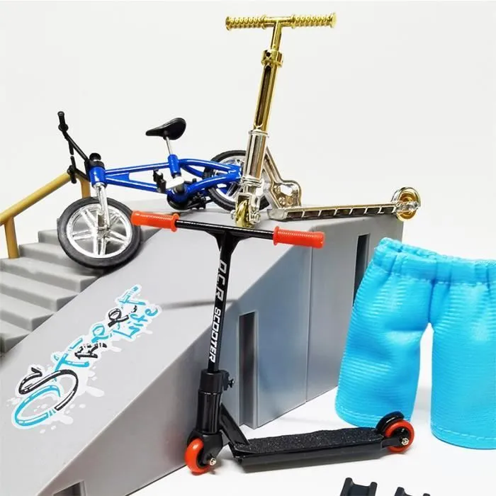 Finger scooter deux roues Mini planches à roulettes rampe ensembles doigt BMX bout doigts vélos touche Skate Deck nouveauté jouets-2