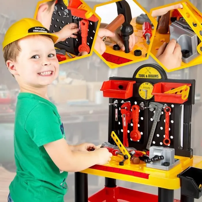 Établi Jouets d'imitation Enfants Boîte Outil de Réparation Valise Electrique Pliable-1