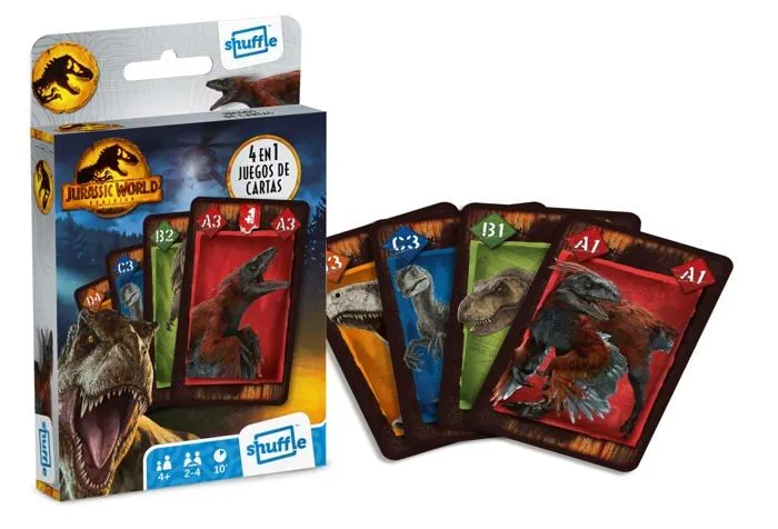 Shuffle - 1 baraja - Jurassic World Jeu de Cartes pour Enfants a partir de 4 Ans. Version espagnole.-1