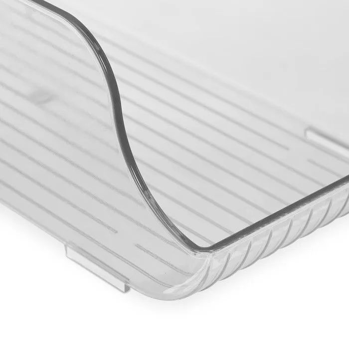 Relaxdays Long organiseur de frigo/réfrigérateur, rangement des aliments, H x L x P env. 10,5 x 14 x 35 cm, transparent-5