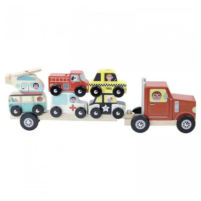 Jouet d'éveil en bois - Vilac - Empil'auto - Camion porteur - Rouge - À partir de 2 ans-1
