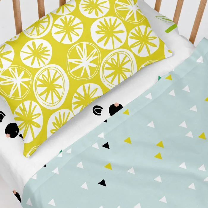 Parure de lit 2 pièces Panda garden blue 120x180 cm (Lit Bébé)-1
