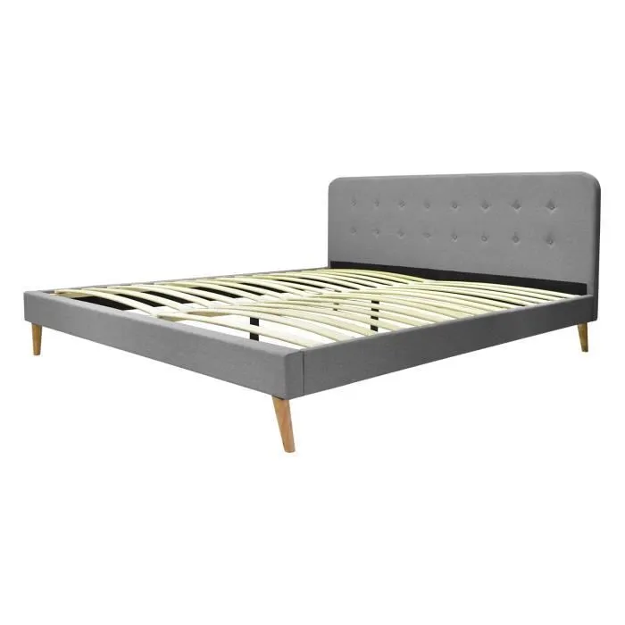SAMPUR - Lit Nordique 140x190 | Bleu Foncé | Tissu capitonné | Disponible en 3 couleurs-1