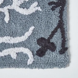 Tapis de bain en coton damassé noir - HOMESCAPES - 50 x 80 cm - Antidérapant - Absorbant-1