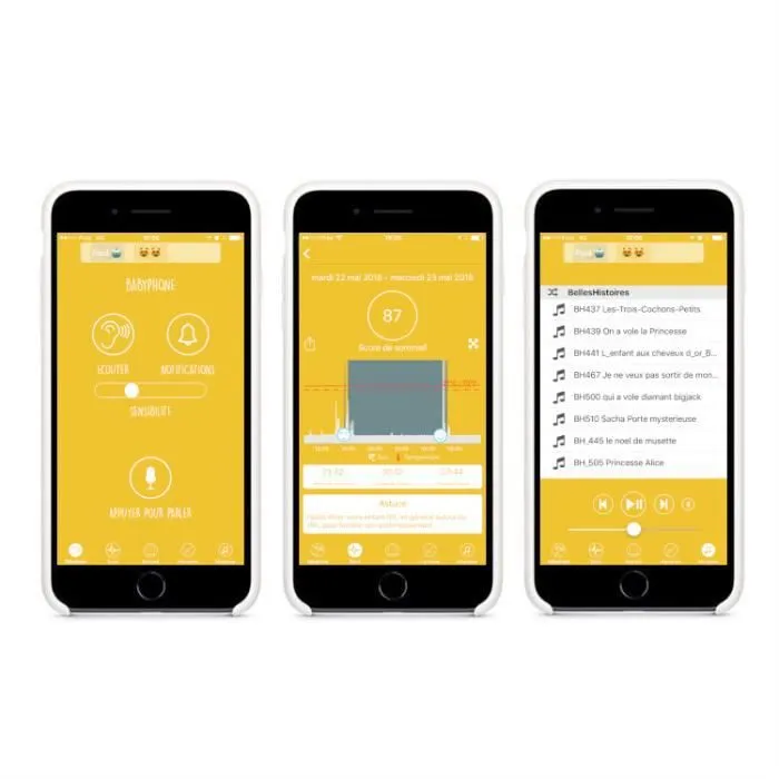 REMI - Réveil éducatif connecté pour enfant - Babyphone - Veilleuse & Berceuse - Suivi du Sommeil - Jaune-2