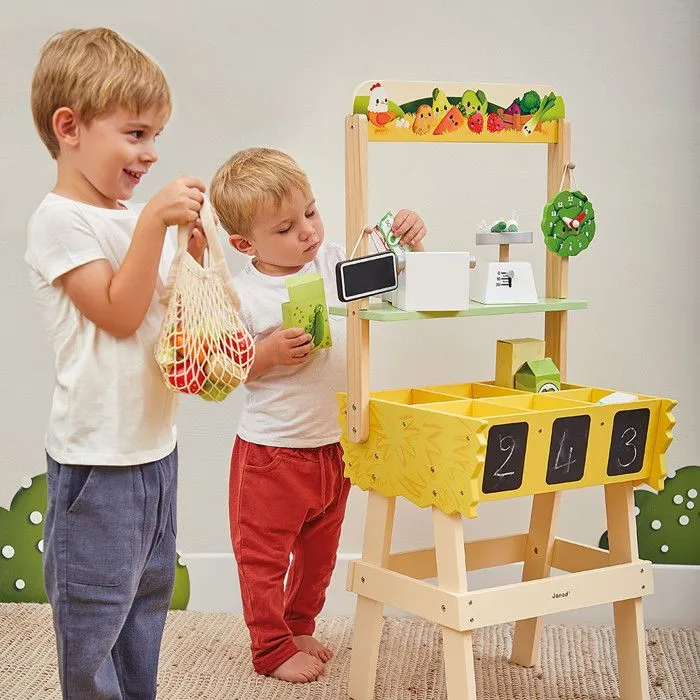 Marchande Enfant - Janod - Farm Market - 32 Accessoires - Bois FSC - Peinture à l'Eau-1