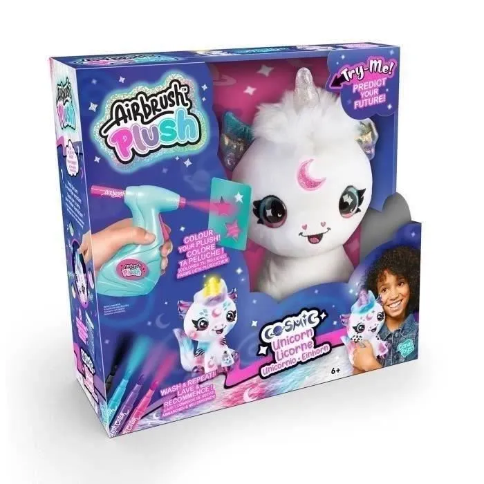 Canal Toys - Airbrush Plush - Peluche Licorne Cosmique à personnaliser avec corne lumineuse - AIR 028-5