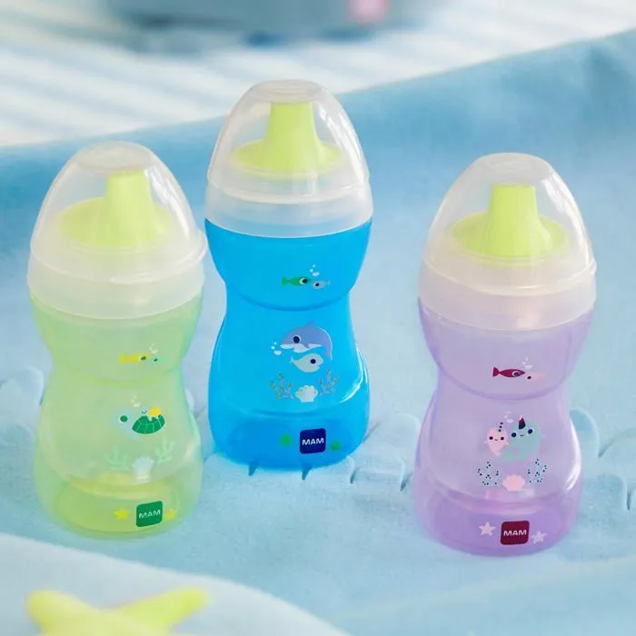 Mam Fun to Drink Cup Night avec poignees qui brillent dans le noir et bec rigide, 8+ mois, 270 ml, neutre-1