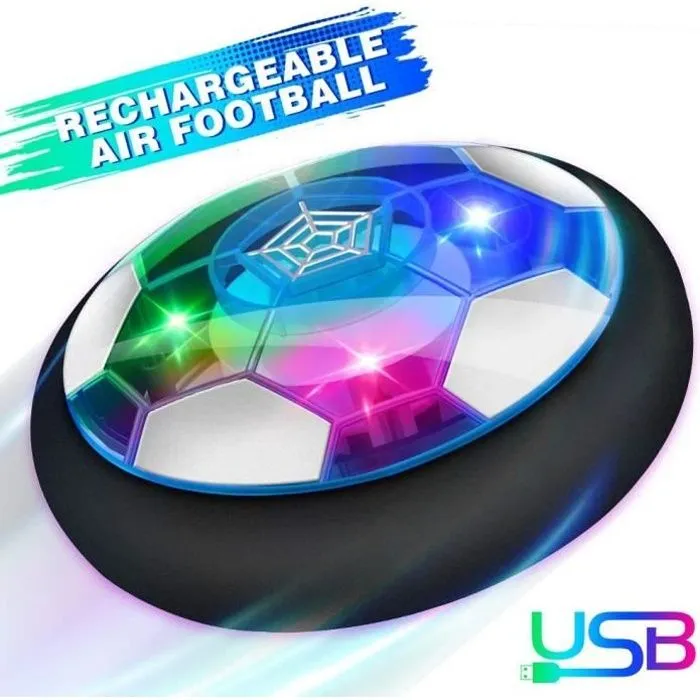 Air Power Football, Jouet Enfant Ballon de Foot Rechargeable avec LED Lumière Hover Soccer Ball Jeux de Foot Cadeau d'anniver-0