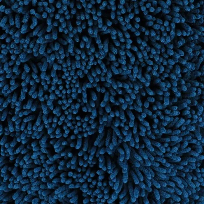 TENDANCE - Tapis de salle de bain Bleu paon en Microfibre chenille 50 x 80 cm Bleu Paon-2