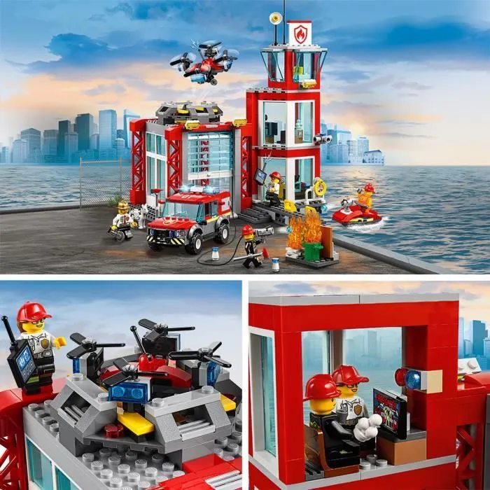 LEGO® City 60215 La caserne de Pompiers, Jeu de Construction, Jouet Garage avec Camion pour Enfants de 5 ans et +-1