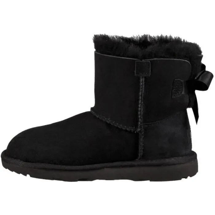 Botte Enfant - UGG - Mini Bailey Bow II - Noir - Peau de mouton - Noeuds de satin-0