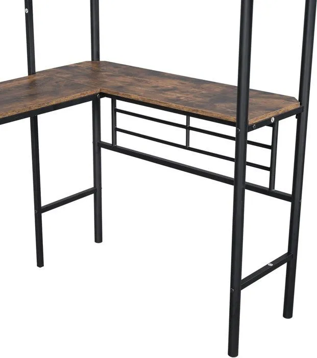Lit mezzanine - Non spécifié - 90x200cm - Noir - Bureau intégré - Escalier double-4