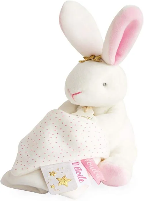 Doudou - Doudou et Compagnie - Lapin Rose Fleurs - 10 cm pantin - Poudre de Perlidoudou-2
