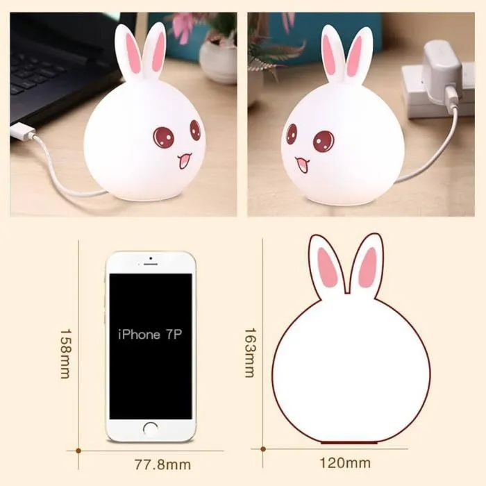 Veilleuse Lapin LED - CODREAM - Multicolore - Enfant - Blanc - Rechargeable USB-3