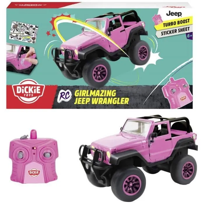 Véhicule RC - DICKIE TOYS - Jeep Wrangler 1:16 - Électrique - Tout-terrain - Rose-0