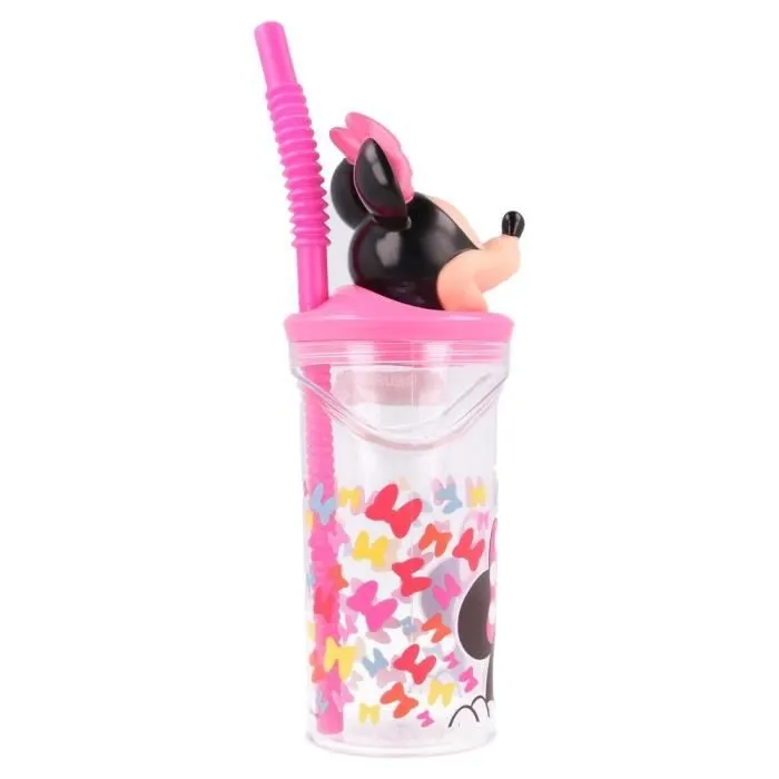 Gobelet à paille en verre Disney figura 3D - rosa - 7.5x23x7.5 cm-3