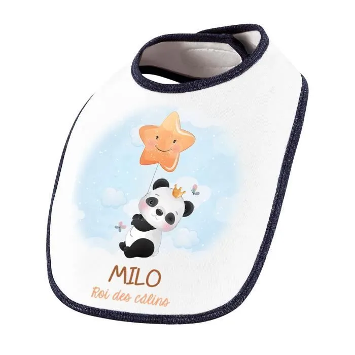 Bavoir Milo bébé Panda Roi des Câlins | Cadeau Naissance Baby Shower Noël Anniversaire Enfant Nourrisson-0