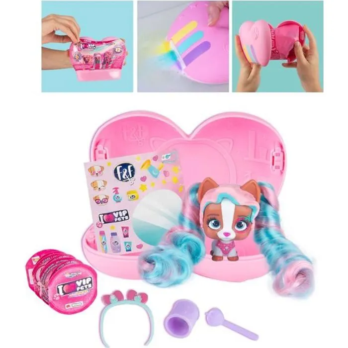 VIP Pets Mini Fans - IMC TOYS - 12 modèles + 1 rare à collectionner - cheveux EXTRA longs - 6 surprises incluses-0