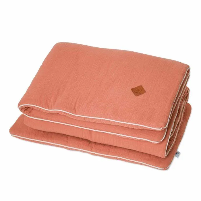 Couette en gaze de coton - SEVIRA KIDS - Jeanne - Terracotta - Bébé - 140 x 100 cm - Oreiller : 60 x 40 cm-0