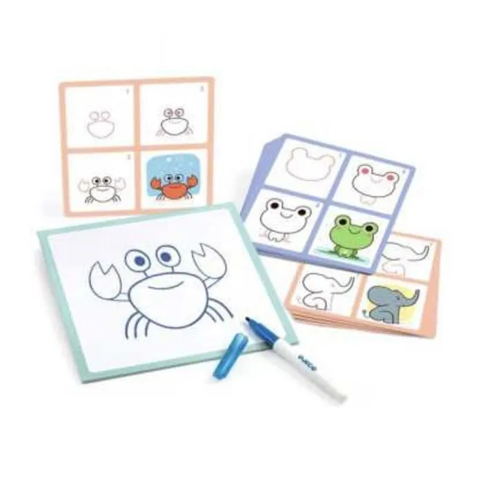 Jeu éducatif - Djeco - Step by Step - Apprentissage du dessin - 24 bébés animaux - Mixte-1