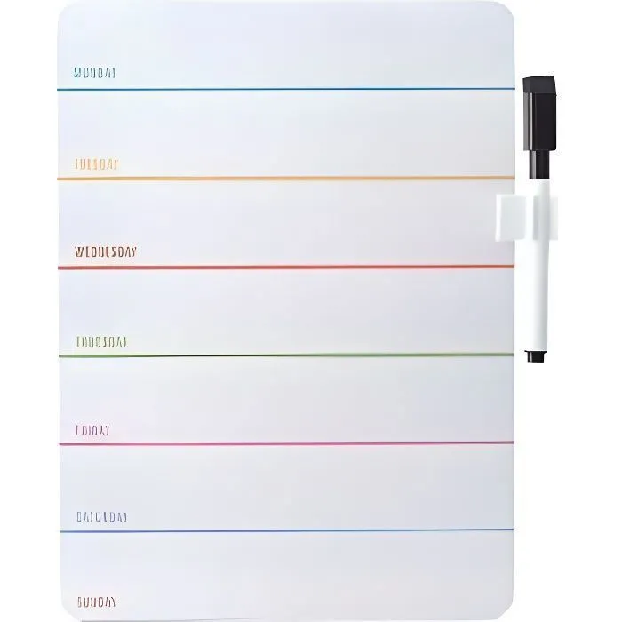 Ardoise effaçable à sec Semainier Kikkerland - 24 x 19 cm - Multicolore-0