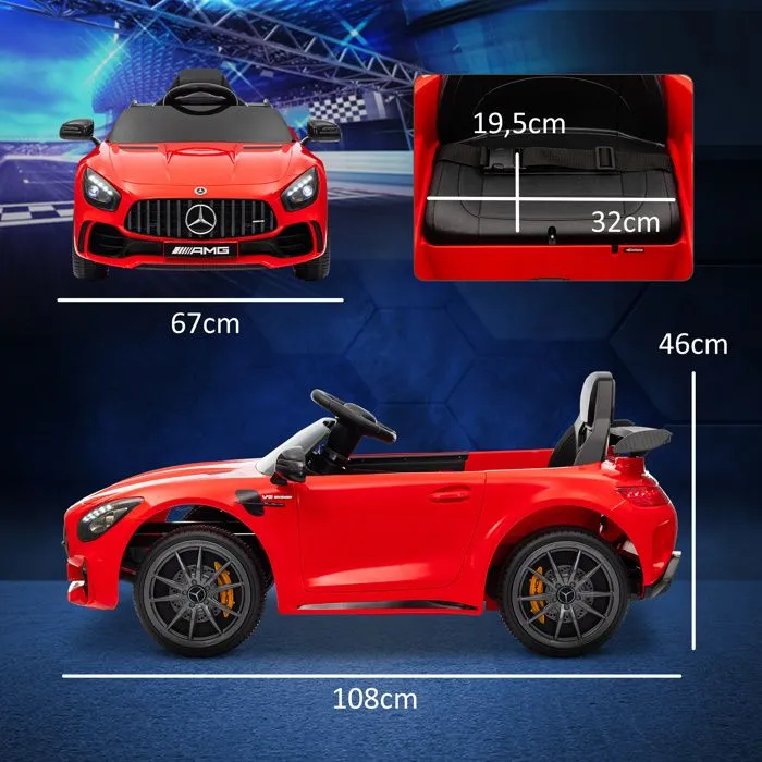 Voiture électrique enfants - AIYAPLAY - sous licence Mercedes-Benz AMG GTR - 12V - télécommande 2,4G - max. 5 km/h - phares - rouge-3
