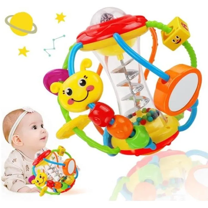 Jouet Bebe 6 Mois Fille Garçon,Jouet de Motricité Jouet Bebe 3 6 7 8 9 10 12 Mois,Hochet Bebe Boule  1  Fille Garçon-0