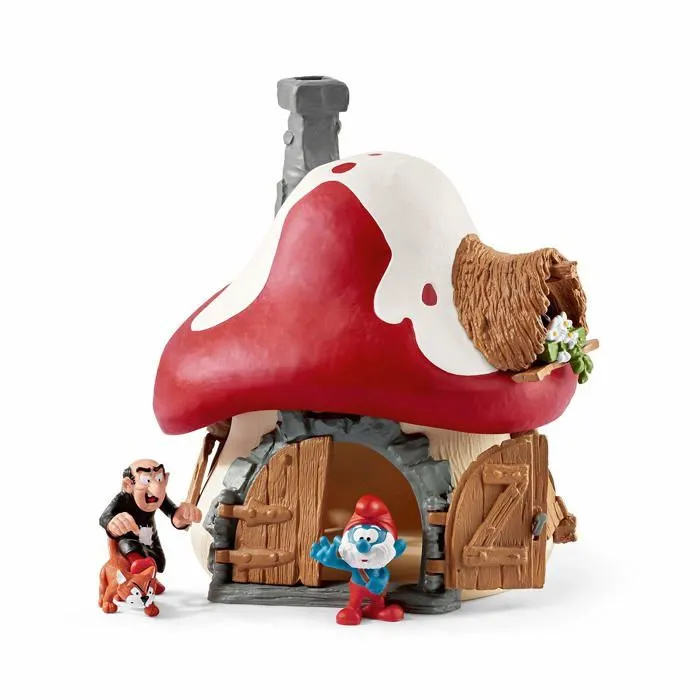 Figurine Schleich - Maison des Schtroumpfs avec 2 figurines - Schtroumpf et Gargamel-1