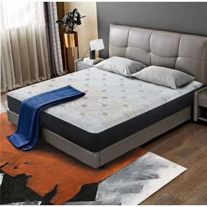 Luxe Matelas mémoire de forme et ressorts ensachés 140x190 cm Memo - épaisseur 20cm- 7 zones de confort mousse mémoire adaptative-0