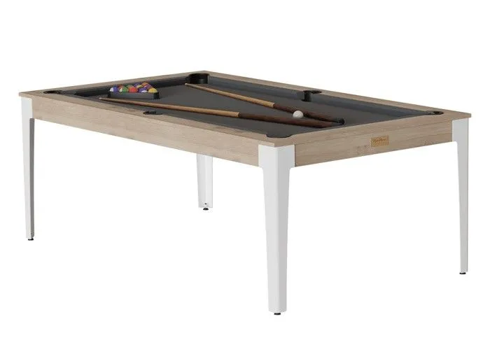 Billard Américain - Elan - Chêne - Tapis Rouge - Pieds Métal Blanc-3