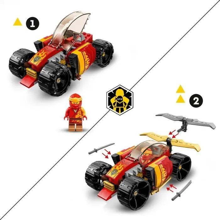 LEGO® NINJAGO 71780 La Voiture de Course Ninja de Kai – Évolution, Jouet Voiture, 2-en-1-4