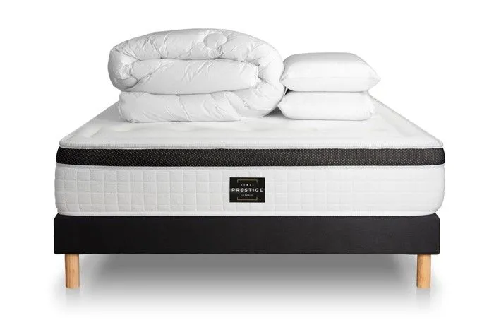 Pack Privilège 140x190 Mémoire de forme 5 zones sommier 140 x 190 cm Noir-1
