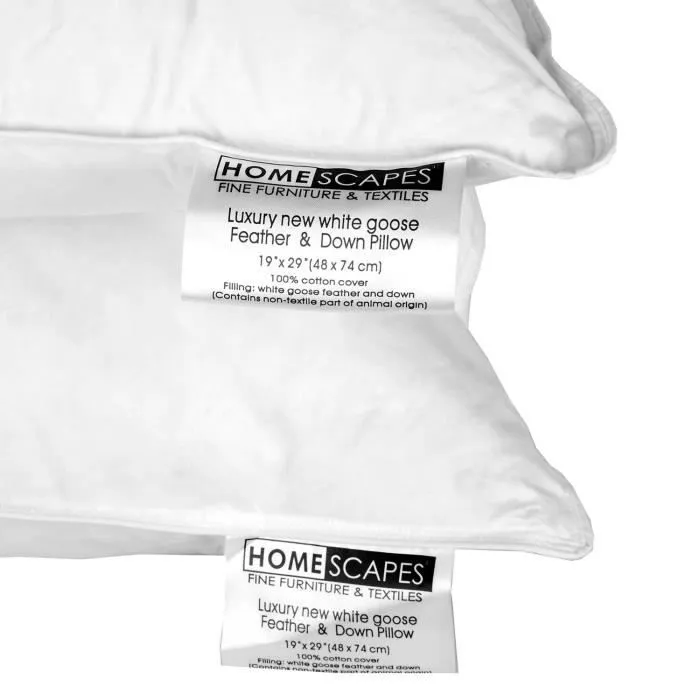 Oreillers naturels - Lot de 2 - HOMESCAPES - Duvet et plumes d'oie - 50 x 75 cm - Confort Souple Moyen-3