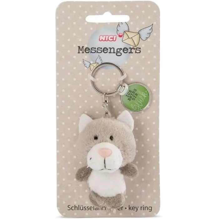 Nici porte-clés Ich bring dir Glück 7 cm peluche beige/vert-1