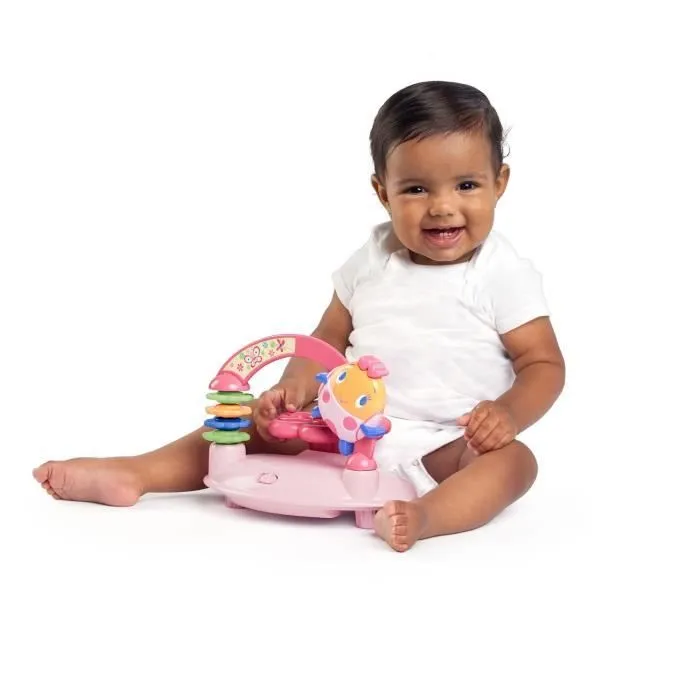 BRIGHT STARTS Trotteur bébé fille évolutif et pliable 2-en-1 - Jardin Rose - Jouet d'éveil amovible, Musique, Hauteur Réglable-2