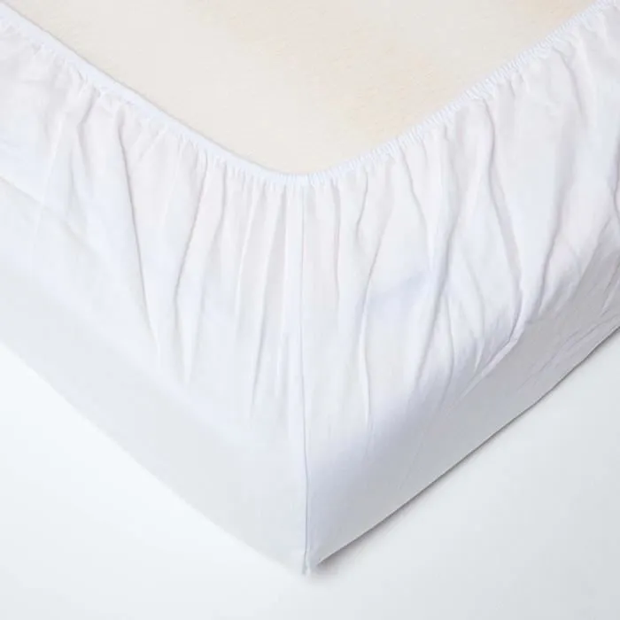 Drap-housse grand bonnet en lin lavé Blanc – 90 x 190 cm-1