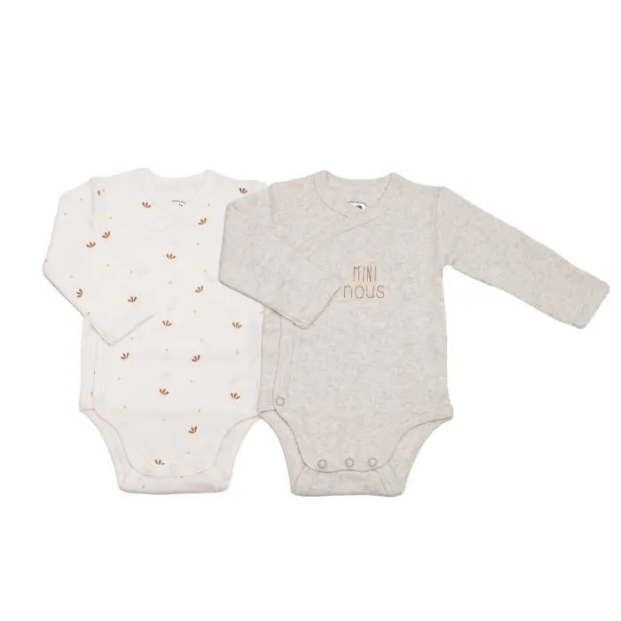 Bodies Bébé - Mini Nous - Lot de 2 - Manches Longues - Ecru - Mixte-0