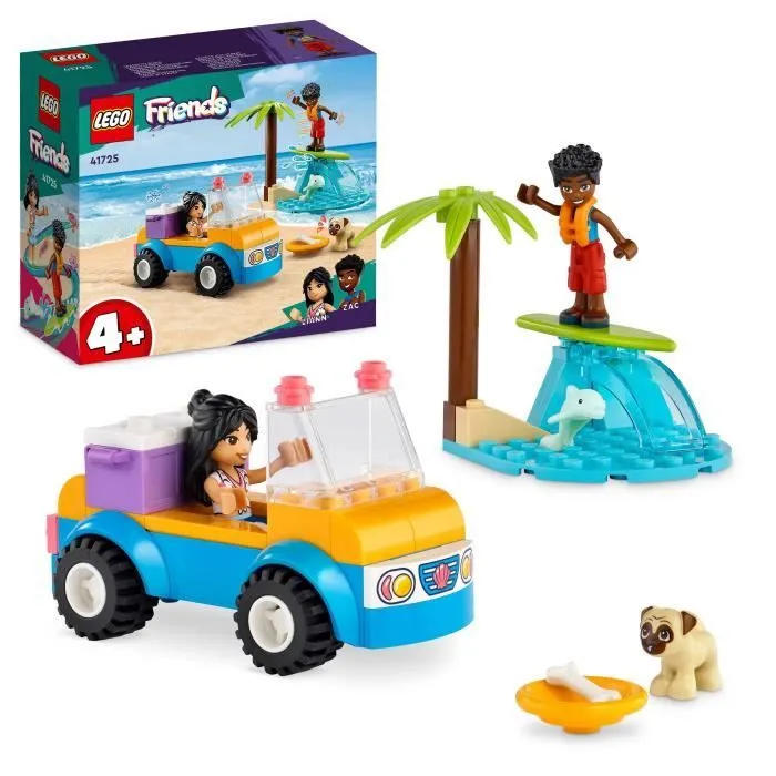 LEGO® Friends 41725 La Journée à la Plage en Buggy, Jouet avec Voiture, Surf, et Mini-Poupées-0