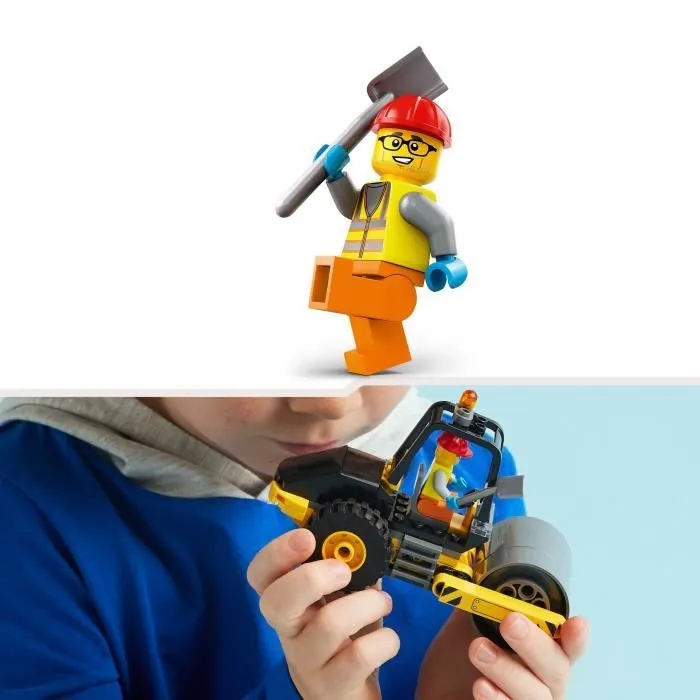 LEGO® 60401 City Le Rouleau Compresseur de Chantier, Maquette de Jouet de Camion avec Minifigurines d'Ouvrier-3