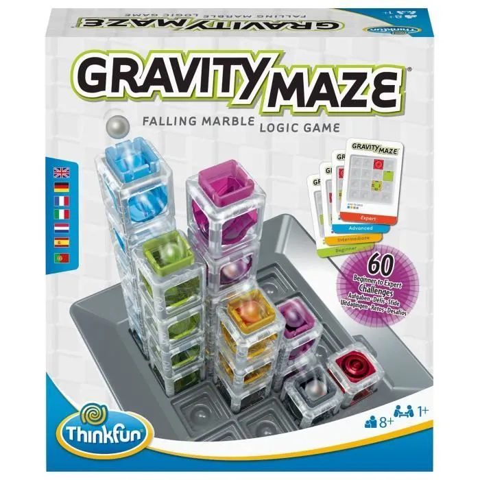 Gravity Maze jeu de logique, Casse-tête, Circuit-bille-Construction, 60 défis, dès 8 ans-Ravensburger, 76433, ThinkFun-0