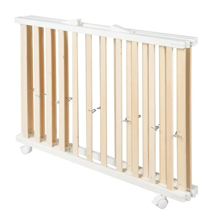 Parc Bébé Pliant en Bois ROBA - 74x100 cm - Réglable en Hauteur - Bicolore-5