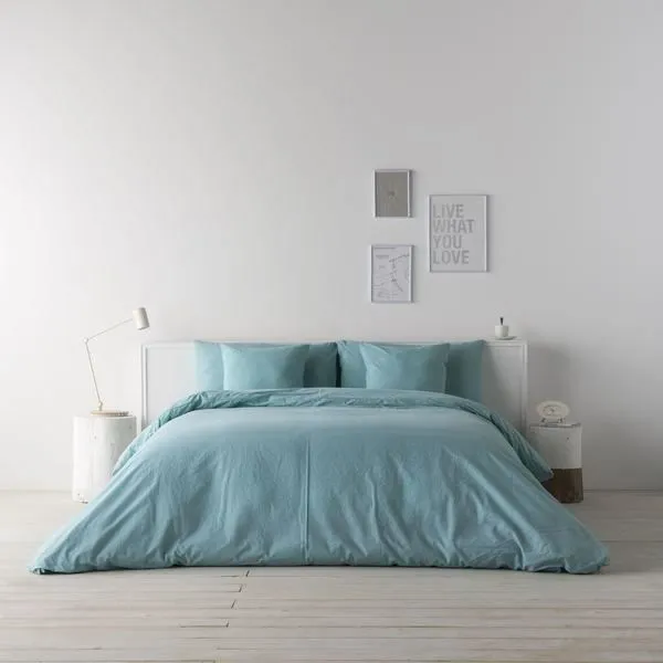 Housse nordique Naturals Lino Vert - dimensions:Dimensions Lit de 135 (220 x 220 cm)-0