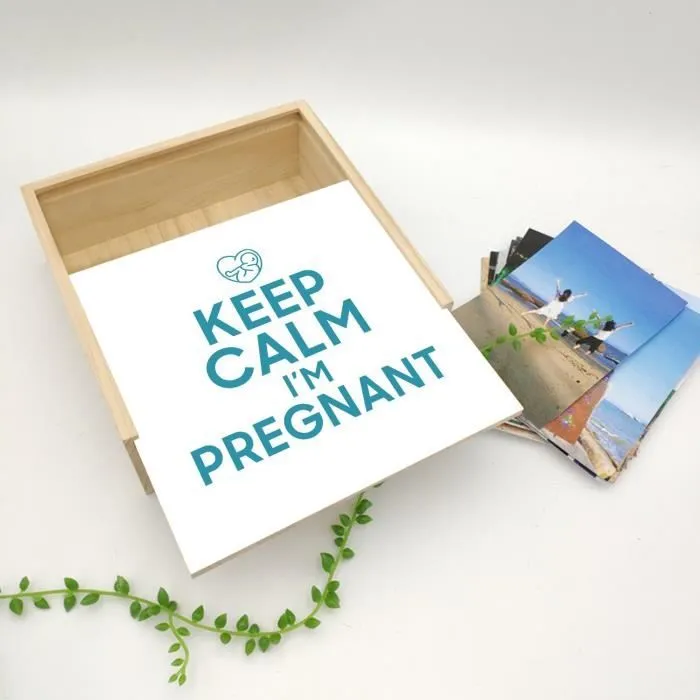 Boite Coffret en Bois - Keep Calm I'm Pregnant Enceinte Mère Future Maman  (11 x 11 x 3,5 cm)-3