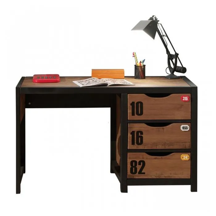 Ensemble de meubles - Alex - Bureau et Armoire - Pin Massif - Multicolore - 2 places-4