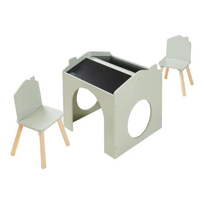 Ensemble de table de dessin et 2 chaises pour enfants Romso vert menthe-3
