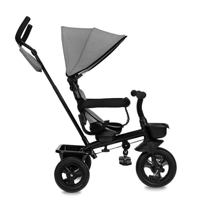 Tricycle Evolutif 5en1 - MoMi - TELDE - 360° - Repose-Pieds - Pare-Soleil - Gris-1