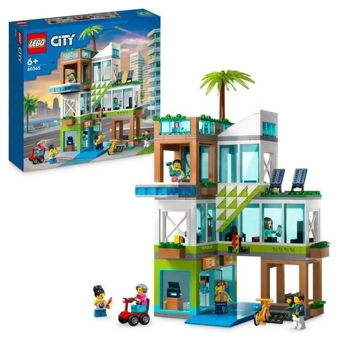 LEGO® City 60365 L’Immeuble d’Habitation, Maquette Modulaire avec Chambres, Magasin et Vélo-0