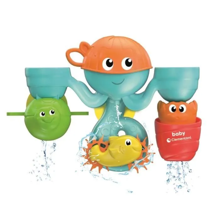 Jouet bain bébé - Clementoni - Mon centre d'activités aquatiques - Pieuvre et animaux activés par l'eau-0
